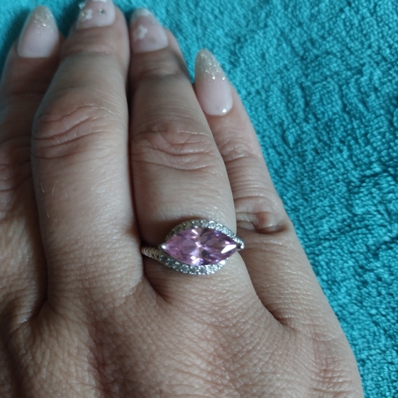 Pink stone sterling silver ring - Picture 3 of 4